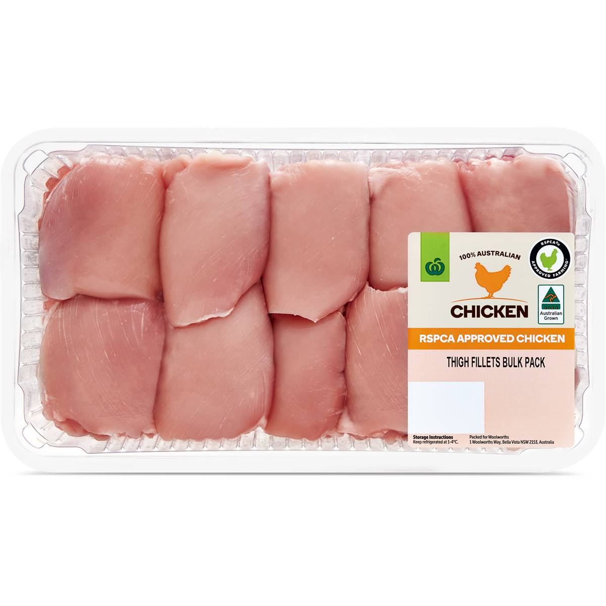 Woolworths Rspca Approved Fresh Chicken Thigh Fillet Skinless Bulk
