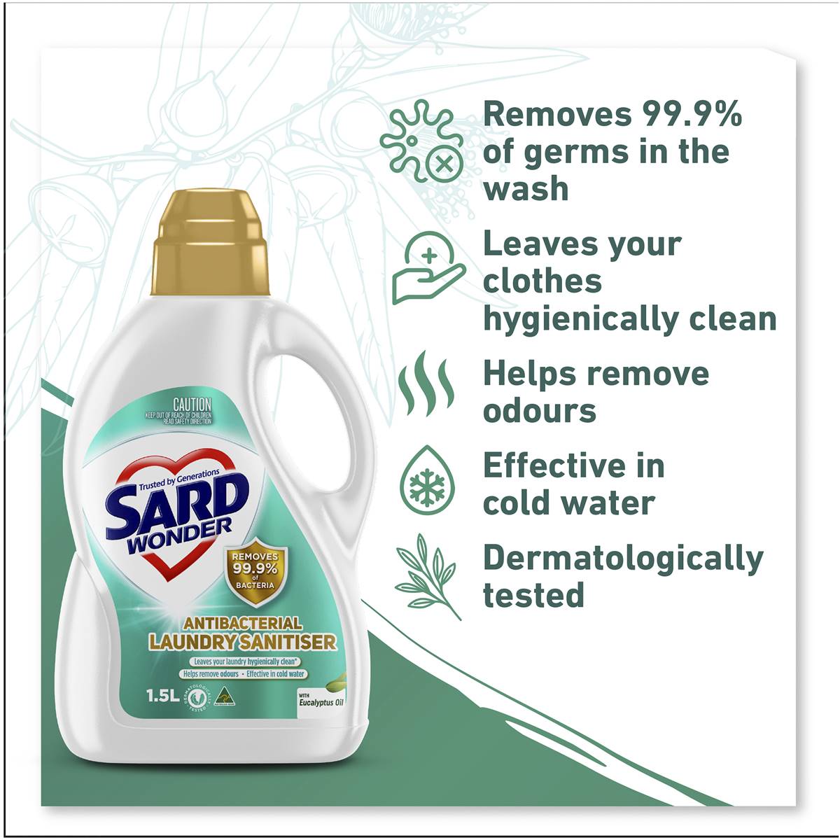 Sard Laundry Liquid Sanitiser Antibacterial Disinfectant 1.5l Woolworths