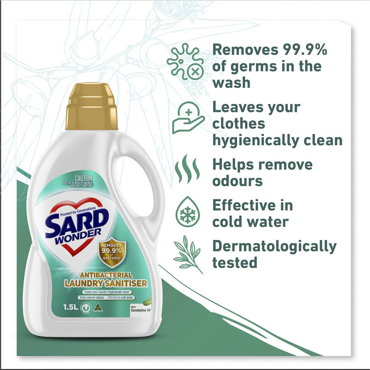 Sard Laundry Liquid Sanitiser Antibacterial Disinfectant 1.5l Woolworths