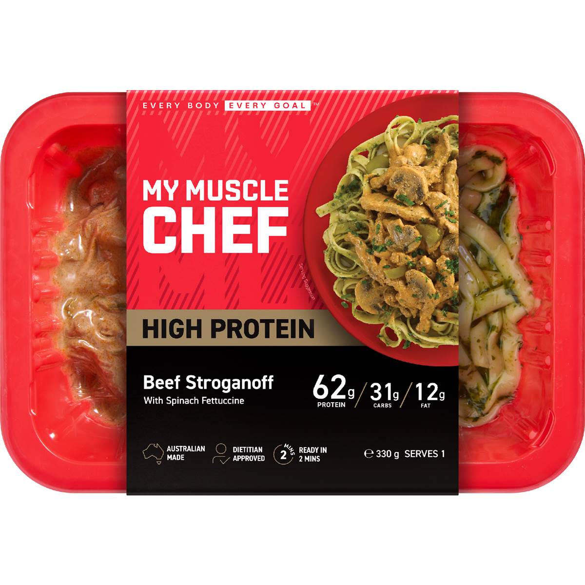 My Muscle Chef Beef Stroganoff Fettuccine Chilled Meal 330g Woolworths