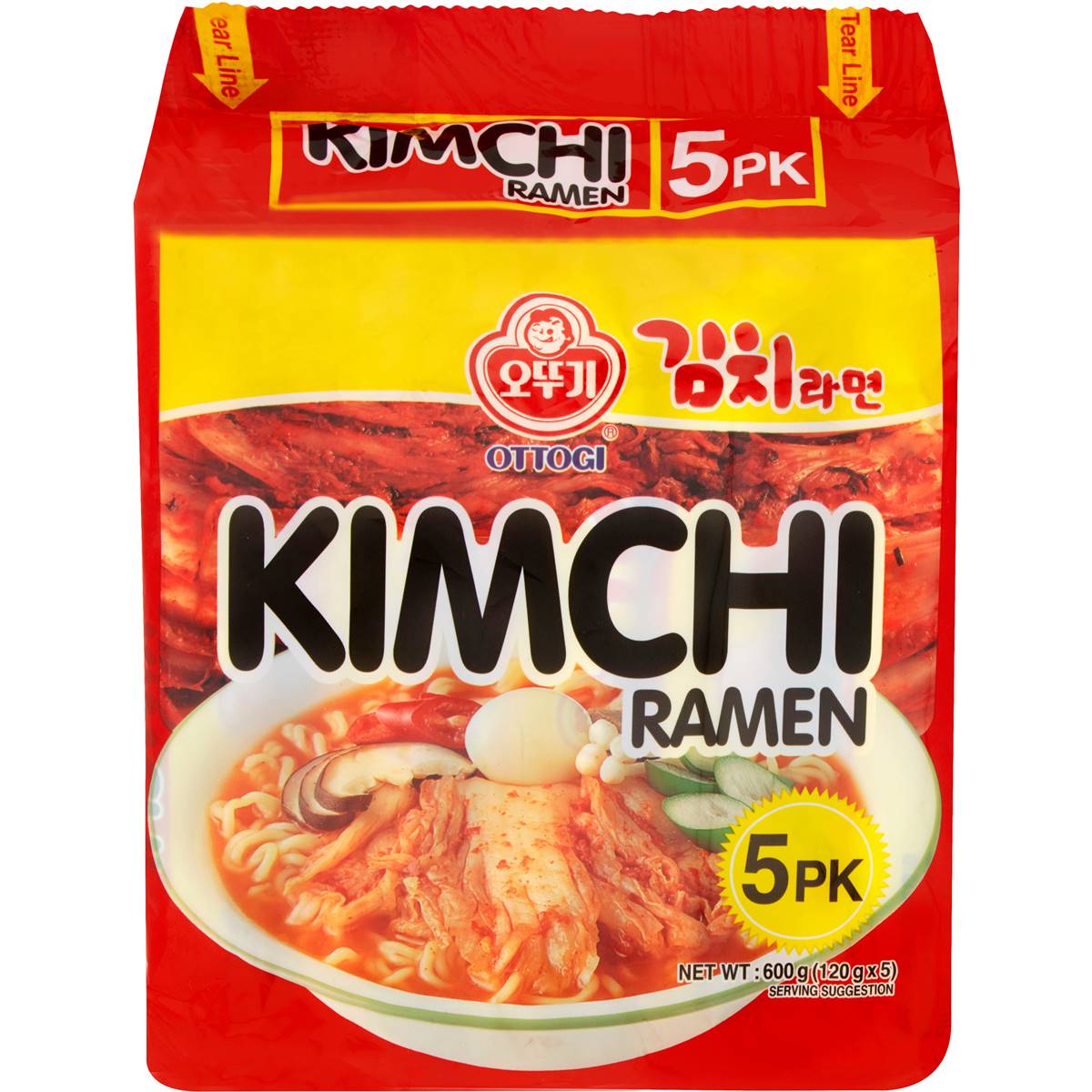 Ottogi Noodles Kimchi Ramen 5pk 120g X5 Pack Woolworths