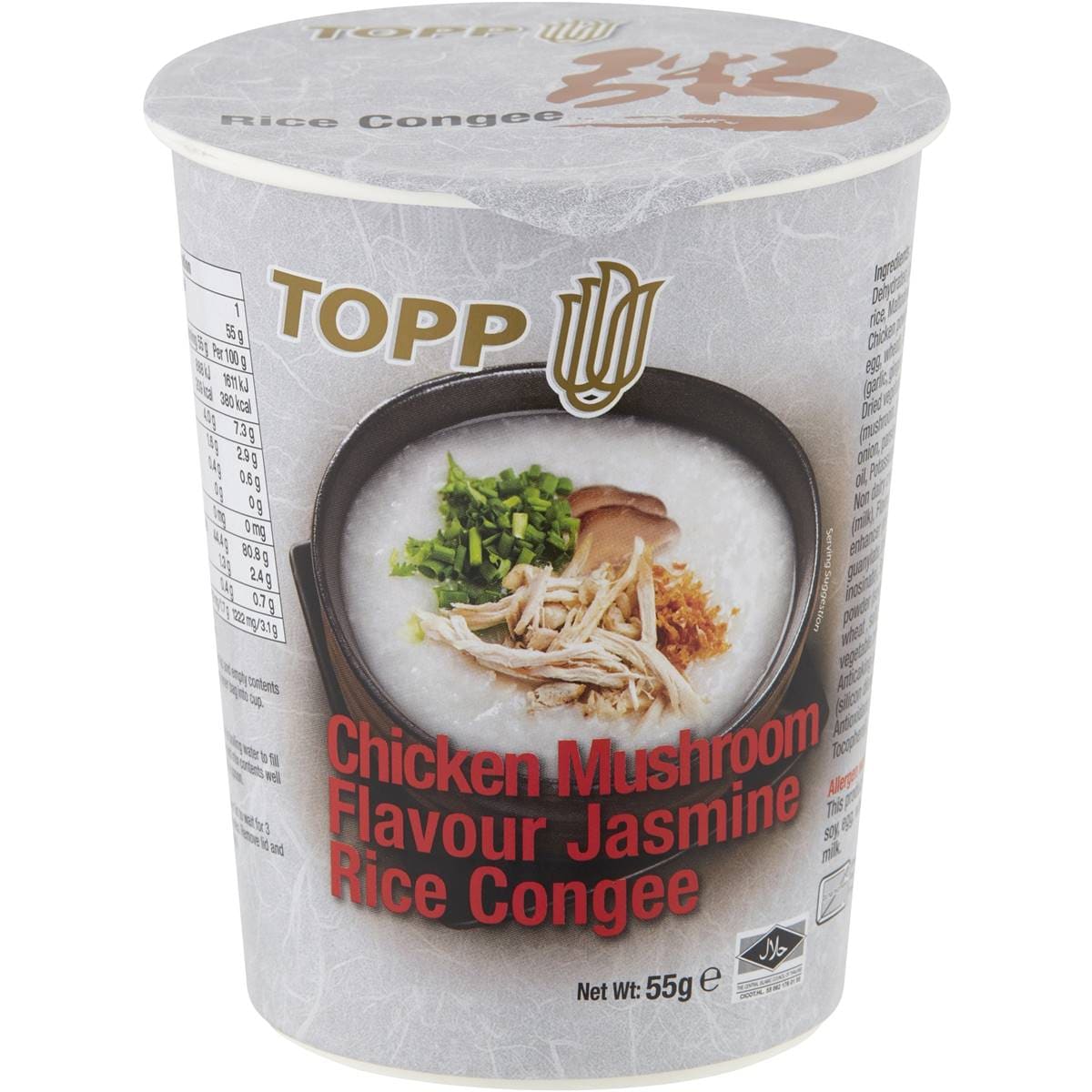 Topp Mushroom Chicken Flavour Jasmine Rice Congee 55g Woolworths
