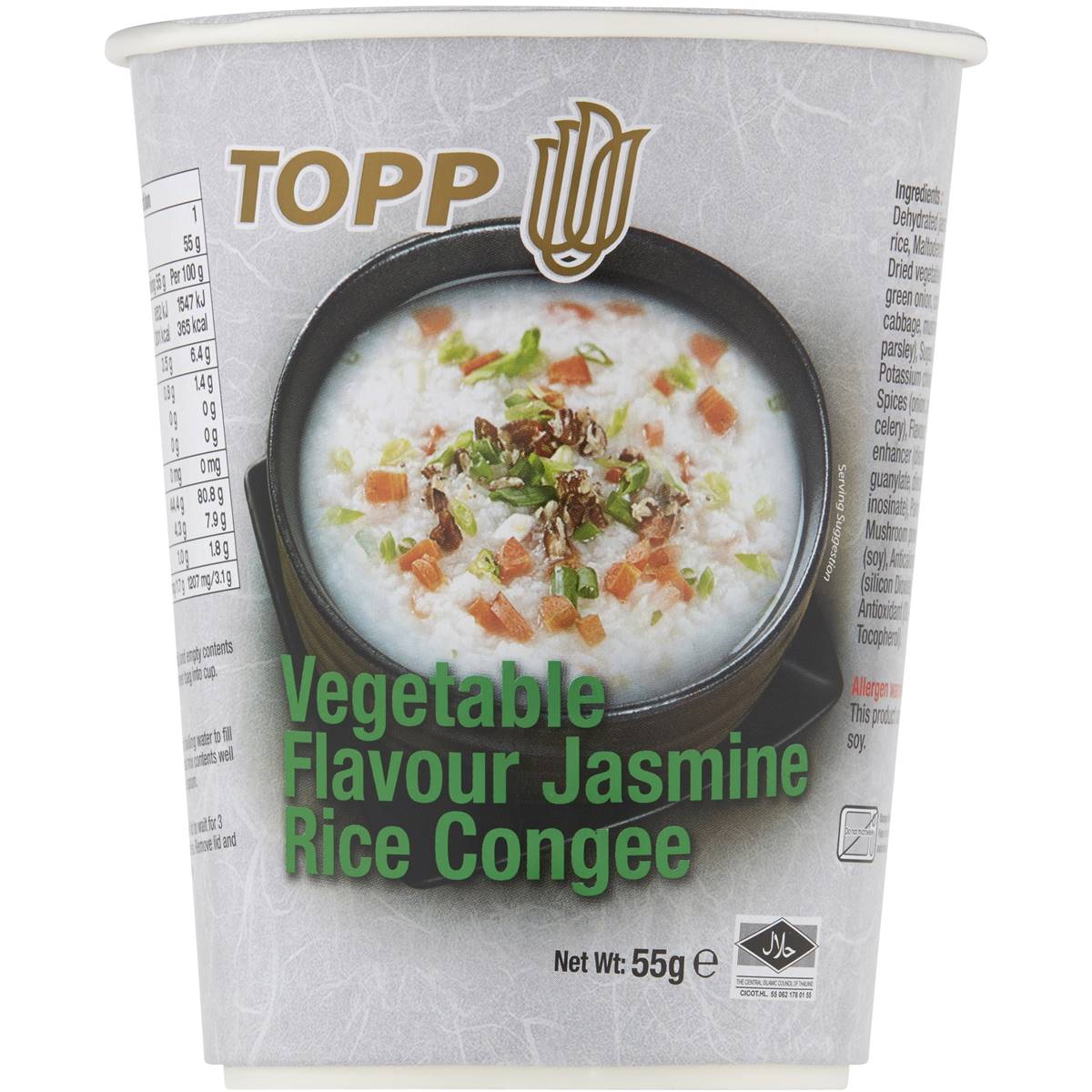 Topp Vegetable Flavour Jasmine Rice Congee 55g Woolworths