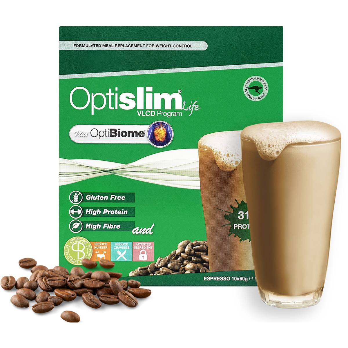 Optislim Optibiome Espresso Shake X 60g 10 Pack Woolworths