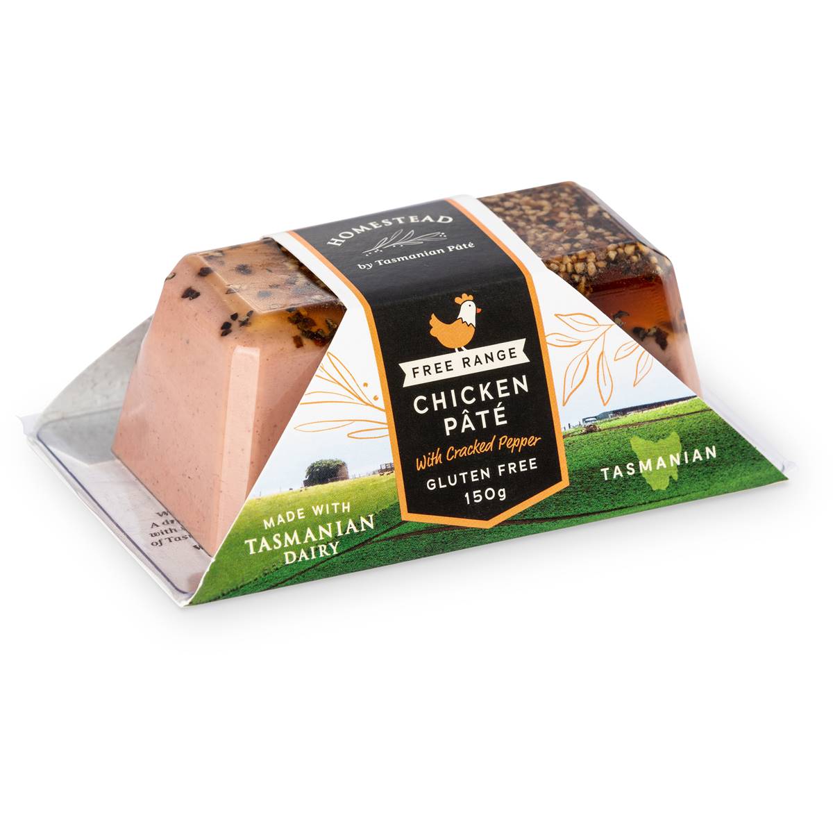 Homestead By Tasmanian Pate Chicken Pate With Cracked Pepper 150g