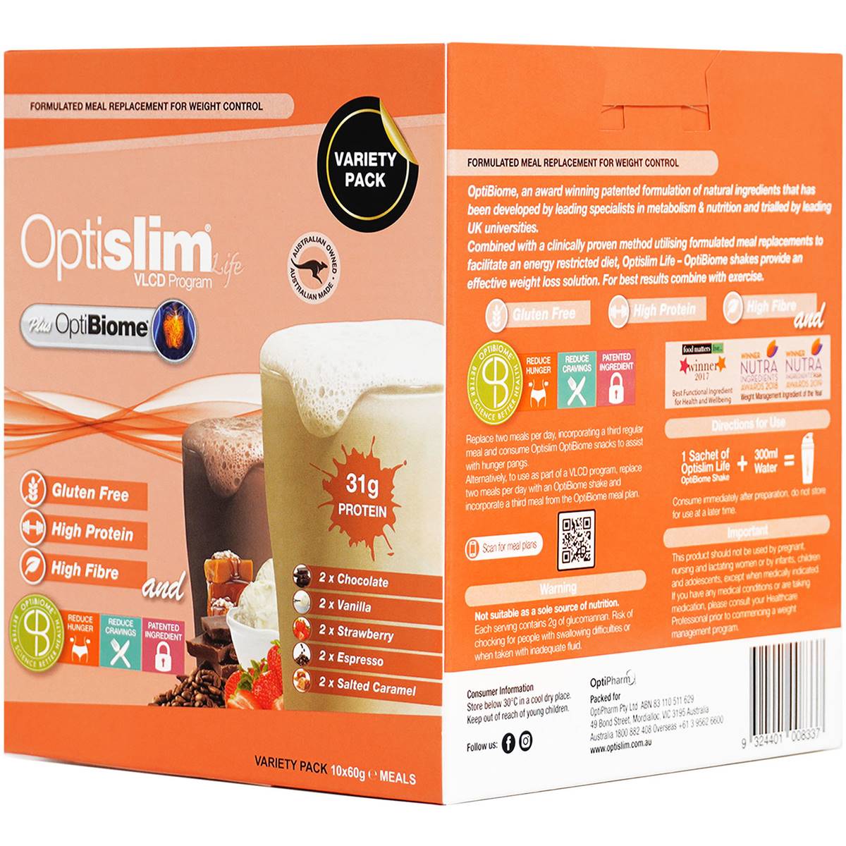 Optislim Optibiome Variety Shake Pack 60g X 10 Pack Woolworths