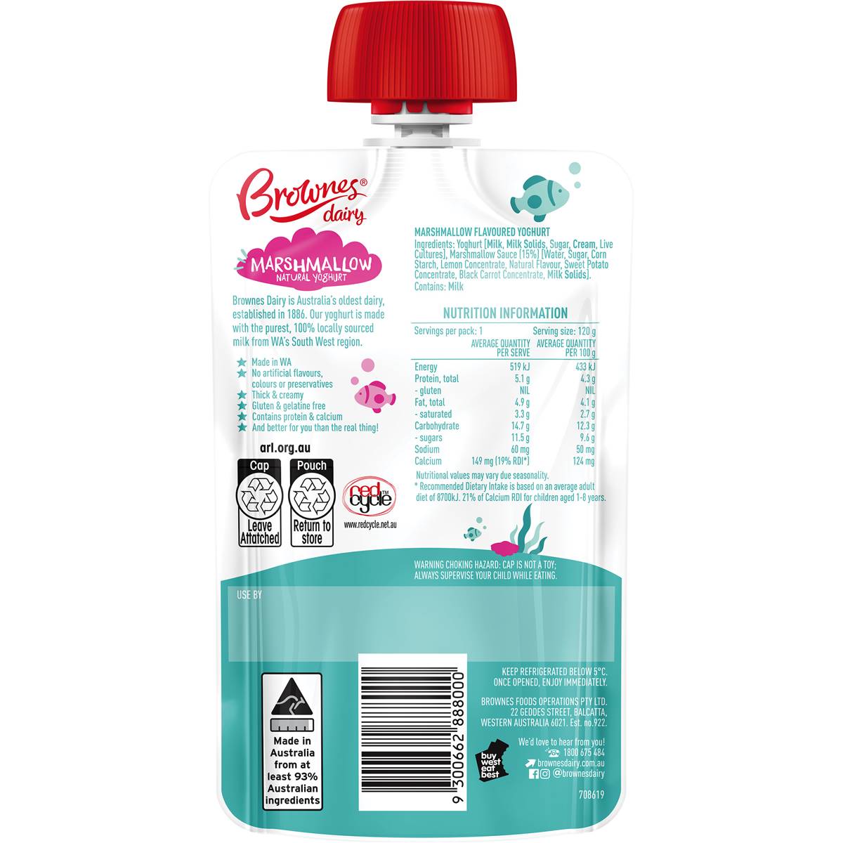 Brownes Mini Yoghurt Marshmallow 120g Woolworths