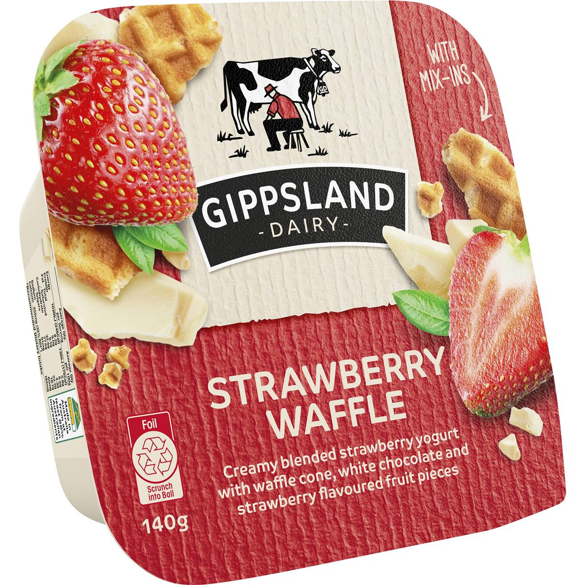 Gippsland Dairy Strawberry Waffle Yoghurt 140g