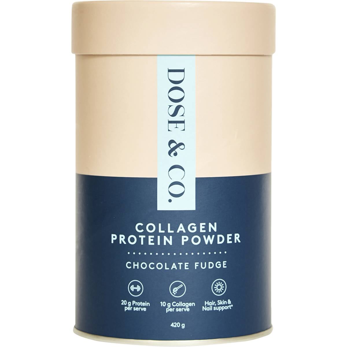 Dose & Co Collagen Protein Powder Chocolate Fudge 420g Woolworths
