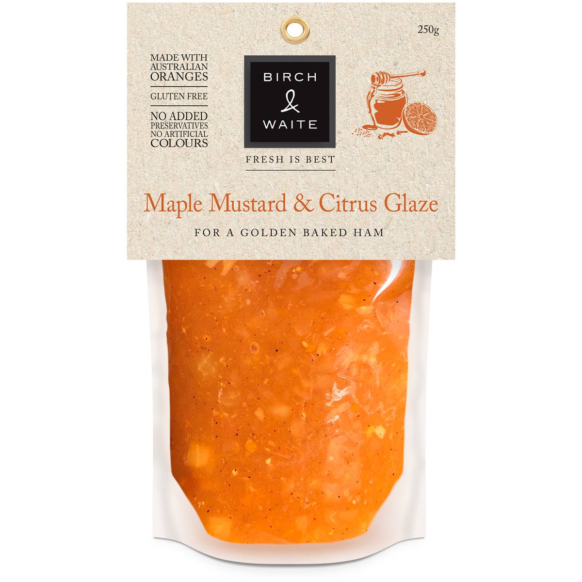 Birch & Waite Maple Mustard & Citrus Glaze 250g Woolworths