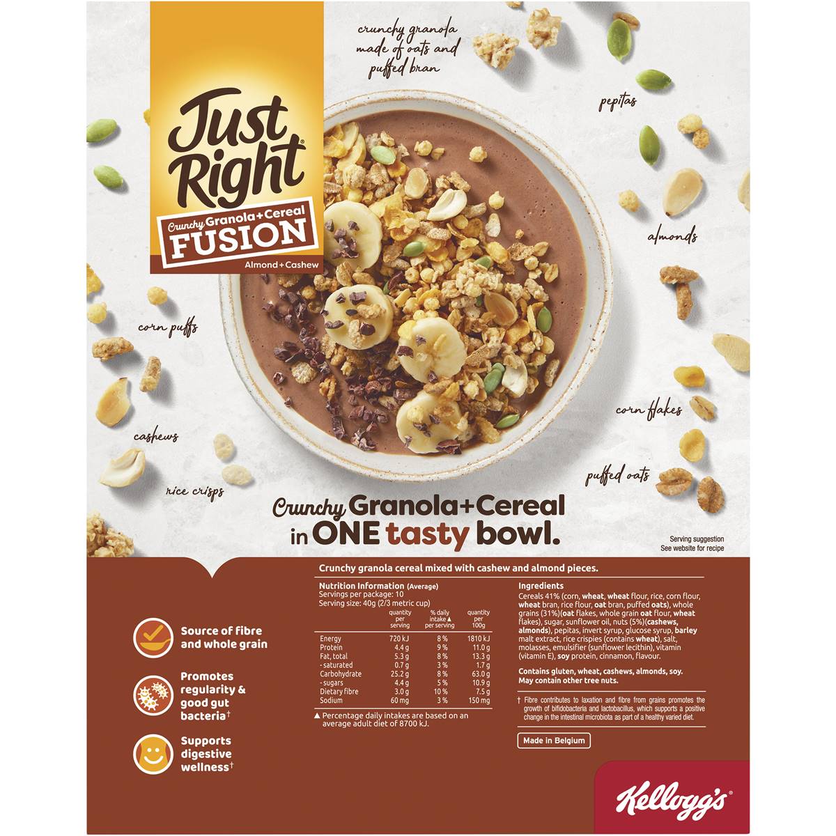Kellogg's Just Right Fusion Almond & Cashew 400g Woolworths