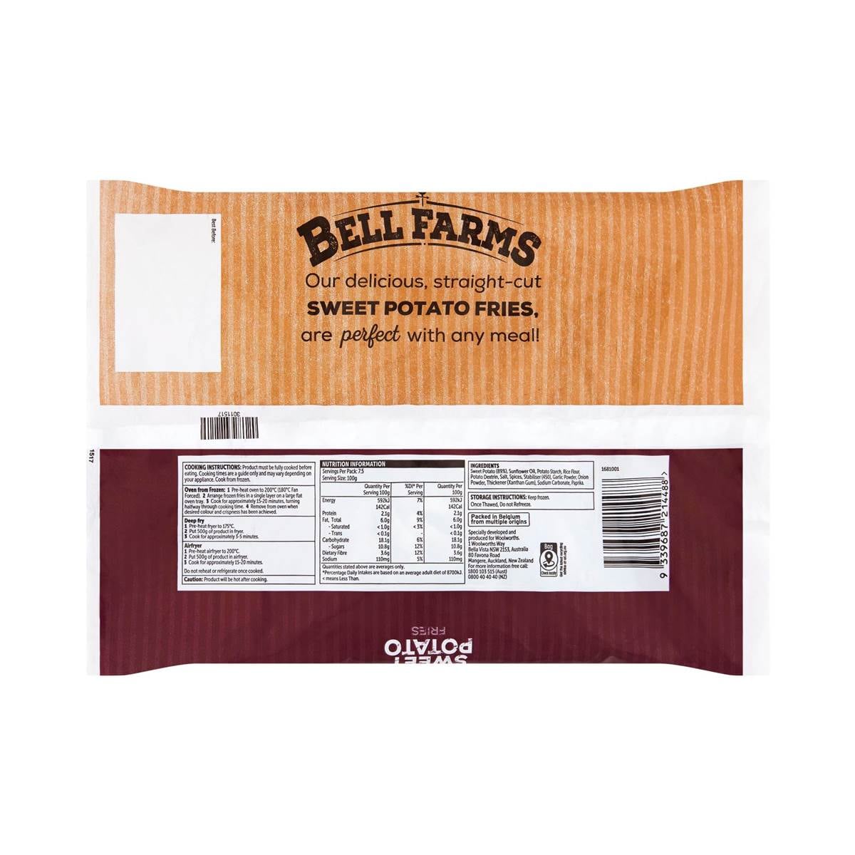 Bell Farms Sweet Potato Chips 750g Woolworths