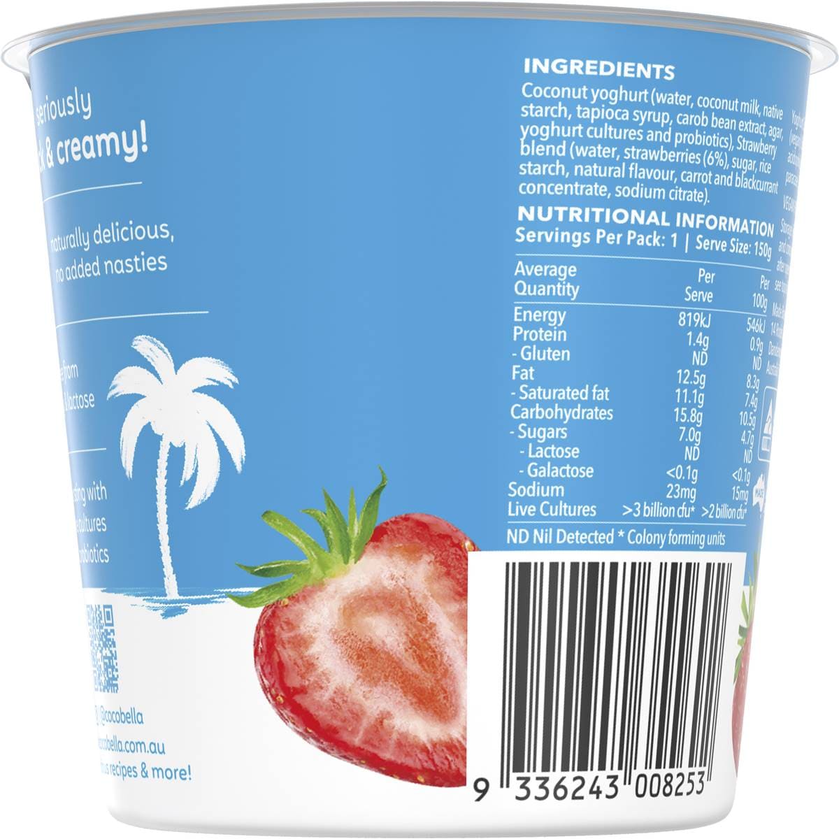 Cocobella Dairy Free Coconut Yoghurt Strawberry 150g Woolworths