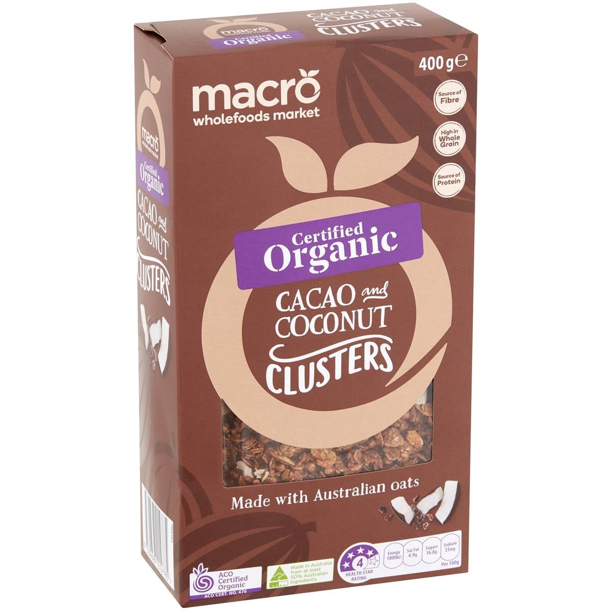 Macro Organic Cacao & Coconut Clusters 400g Woolworths
