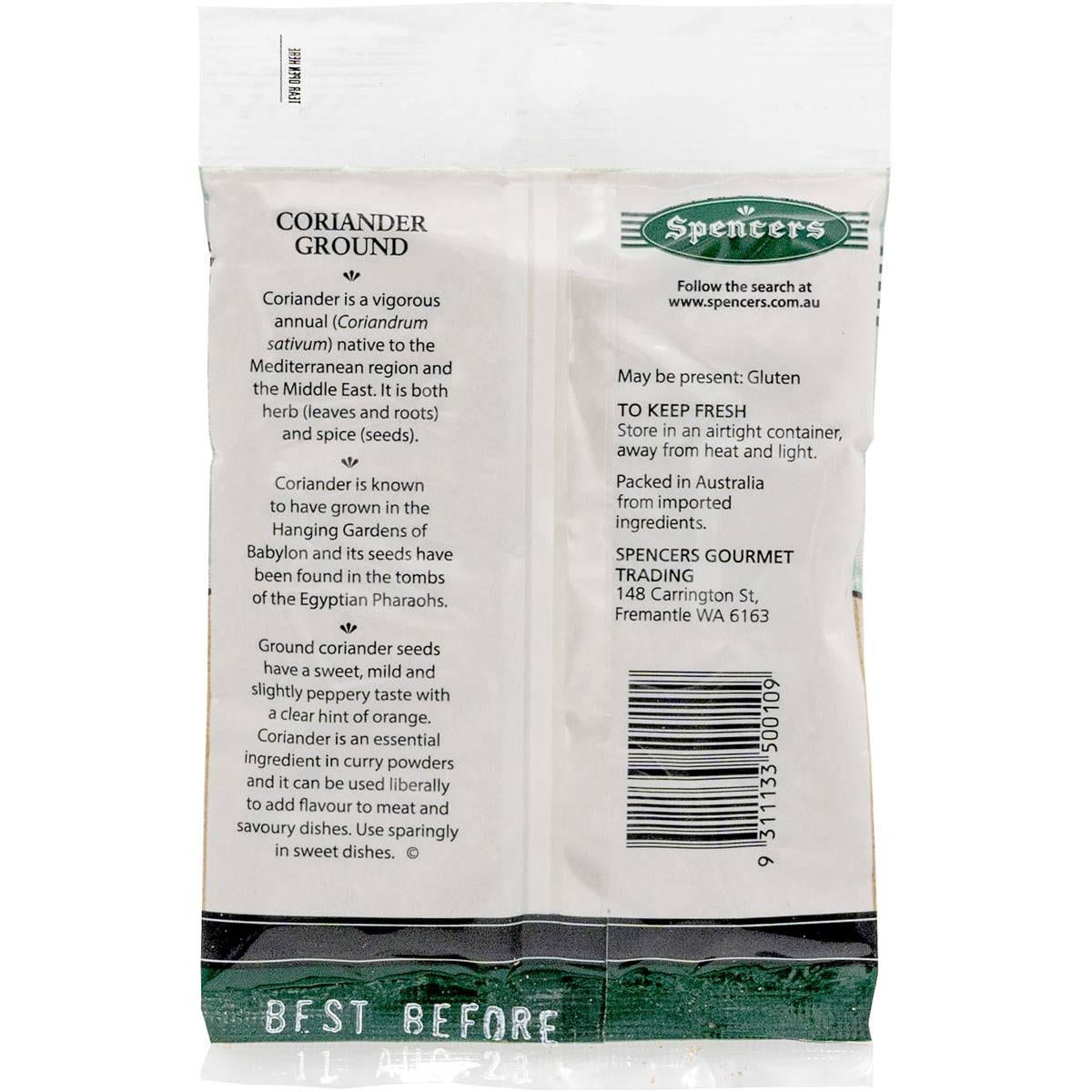 Spencers Coriander Ground Sachet 50g Woolworths