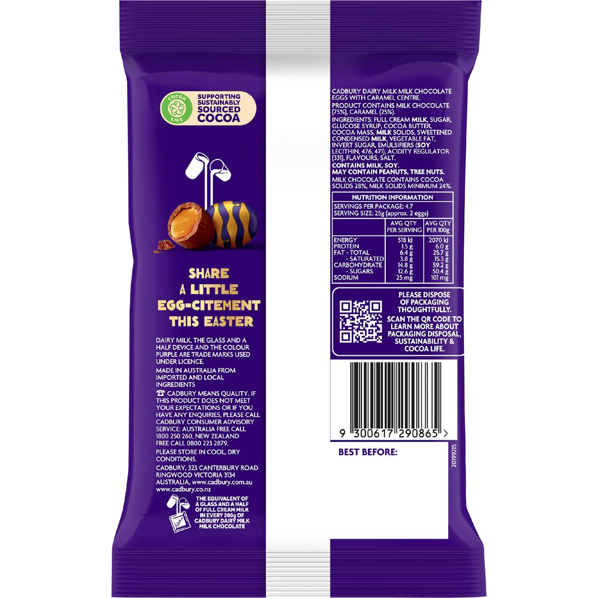 Cadbury Caramello Easter Chocolate Egg Bag 117g Woolworths