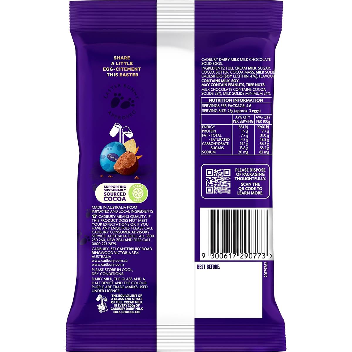 Cadbury Dairy Milk Easter Chocolate Egg Bag 114g Woolworths