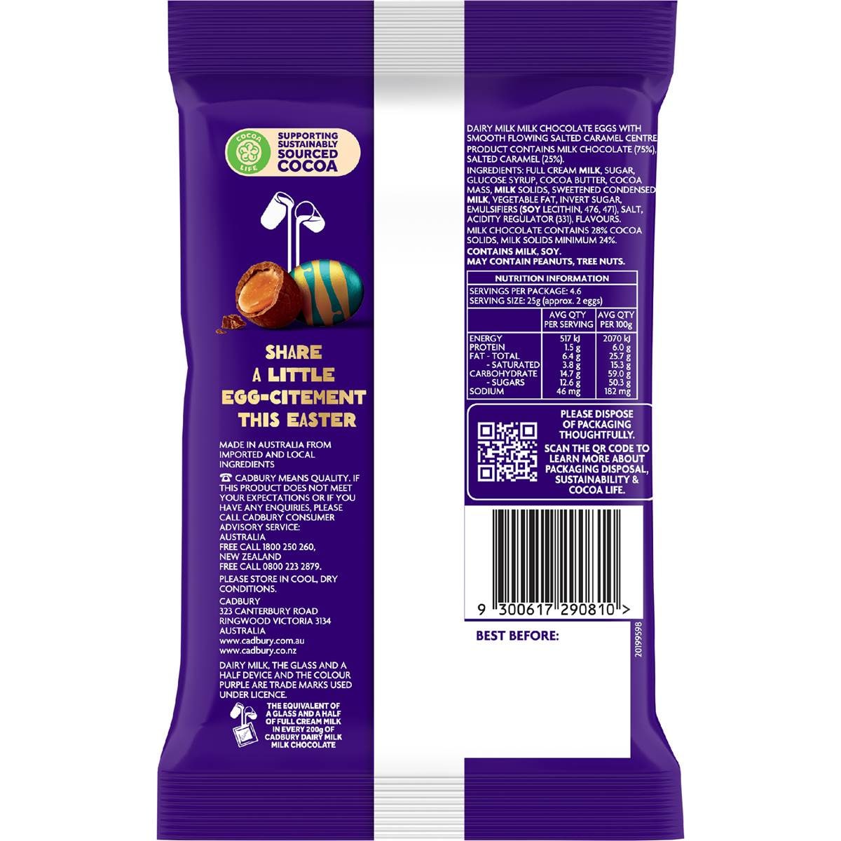 Cadbury Dairy Milk Salted Caramel Egg Bag 114g Woolworths