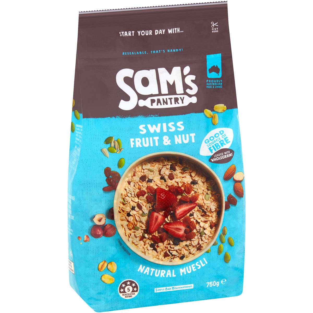 Sam's Pantry Swiss Fruit & Nut Natural Muesli 750g Woolworths