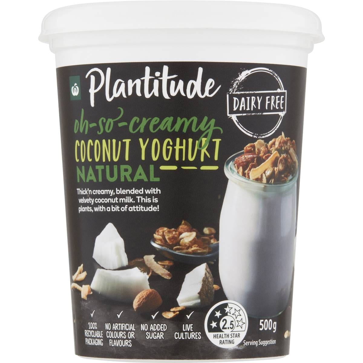 Woolworths Plantitude Dairy Free Coconut Yoghurt Natural 500g Woolworths