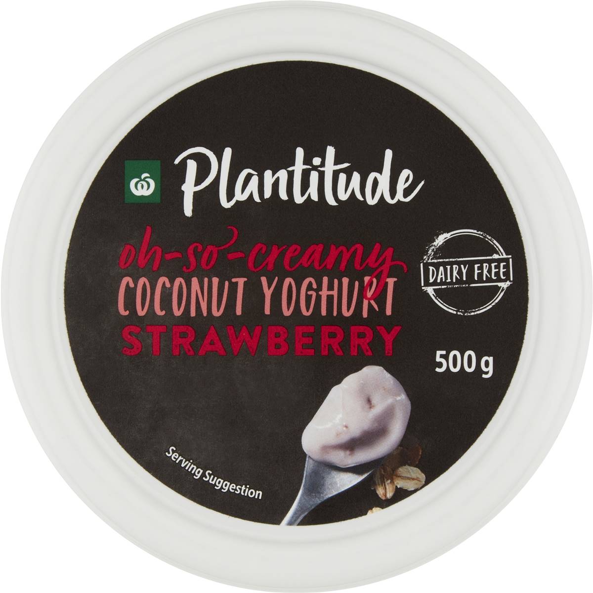 Woolworths Plantitude Dairy Free Coconut Yoghurt Strawberry 500g