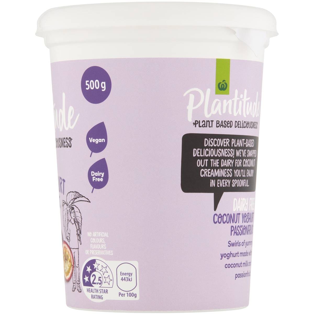Woolworths Plantitude Dairy Free Coconut Yoghurt Passionfruit 500g