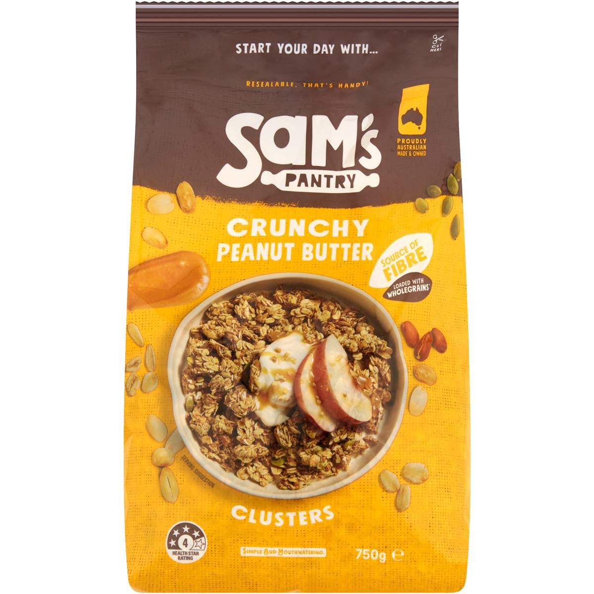 Sam's Pantry Crunchy Peanut Butter Clusters 750g Woolworths