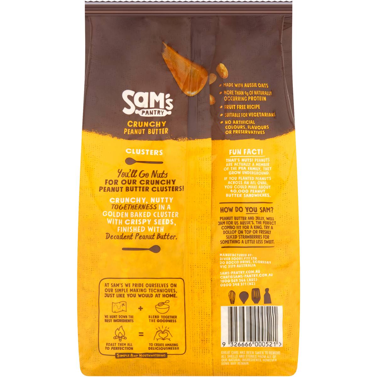 Sam's Pantry Crunchy Peanut Butter Clusters 750g Woolworths