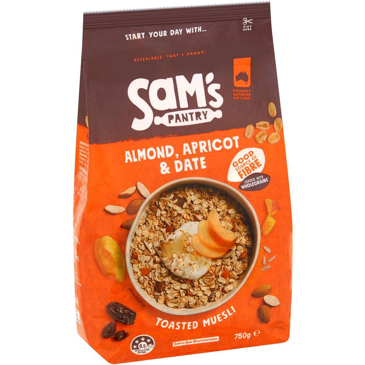 Sam's Pantry Almond, Apricot & Date Toasted Muesli 750g Woolworths