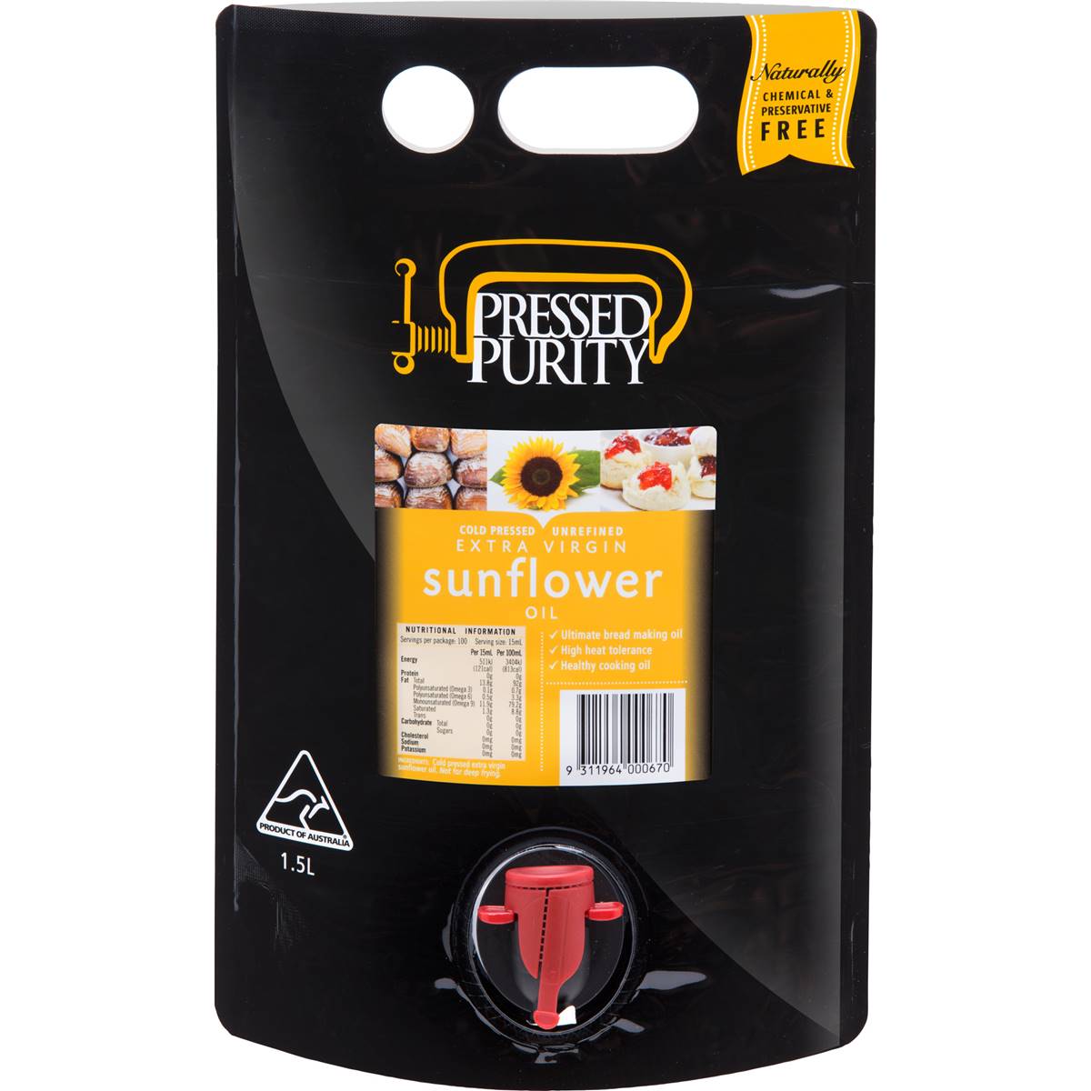 Pressed Purity Sunflower Oil 1.5l Woolworths