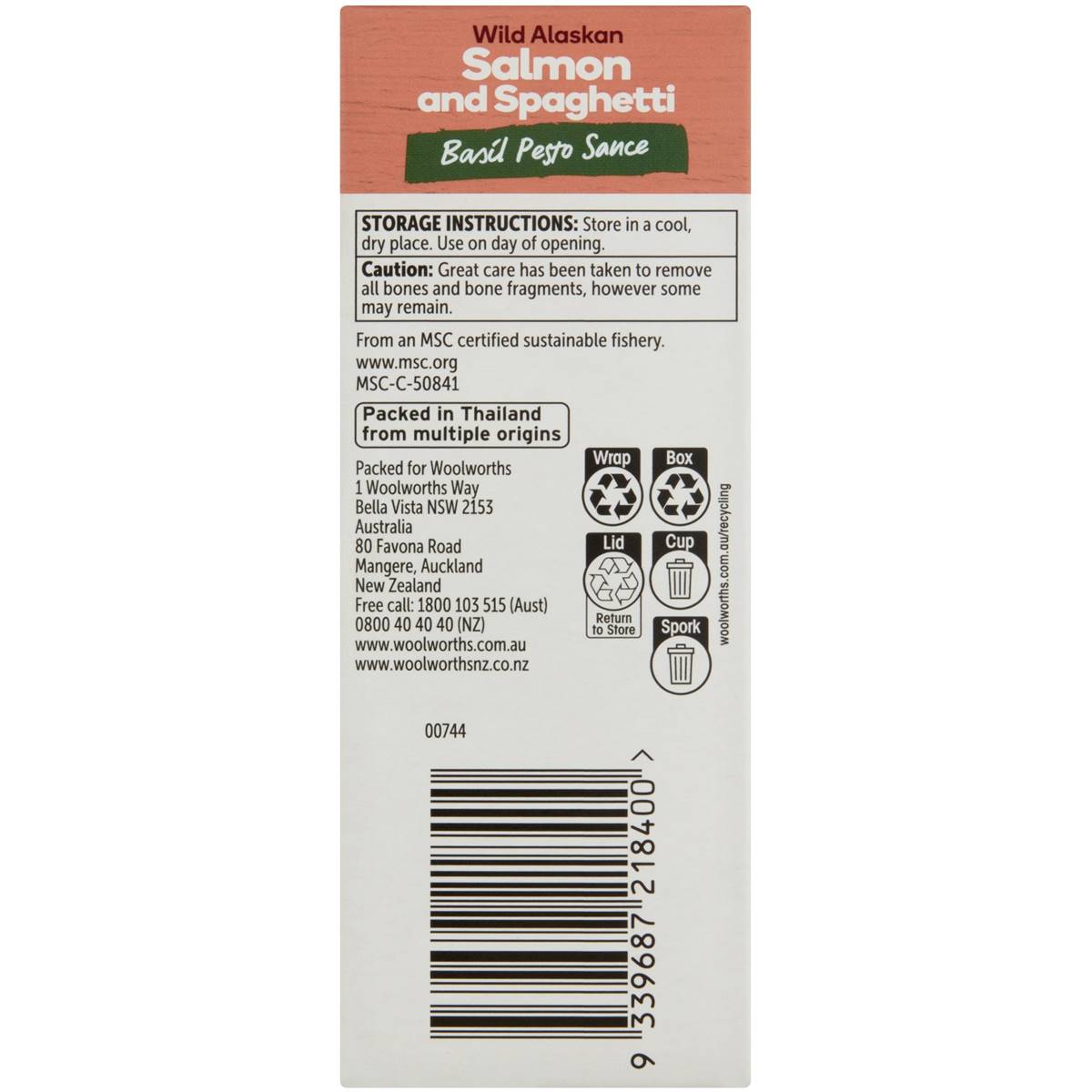 Woolworths Wild Alaskan Salmon & Spaghetti Basil Pesto Sauce 170g Woolworths