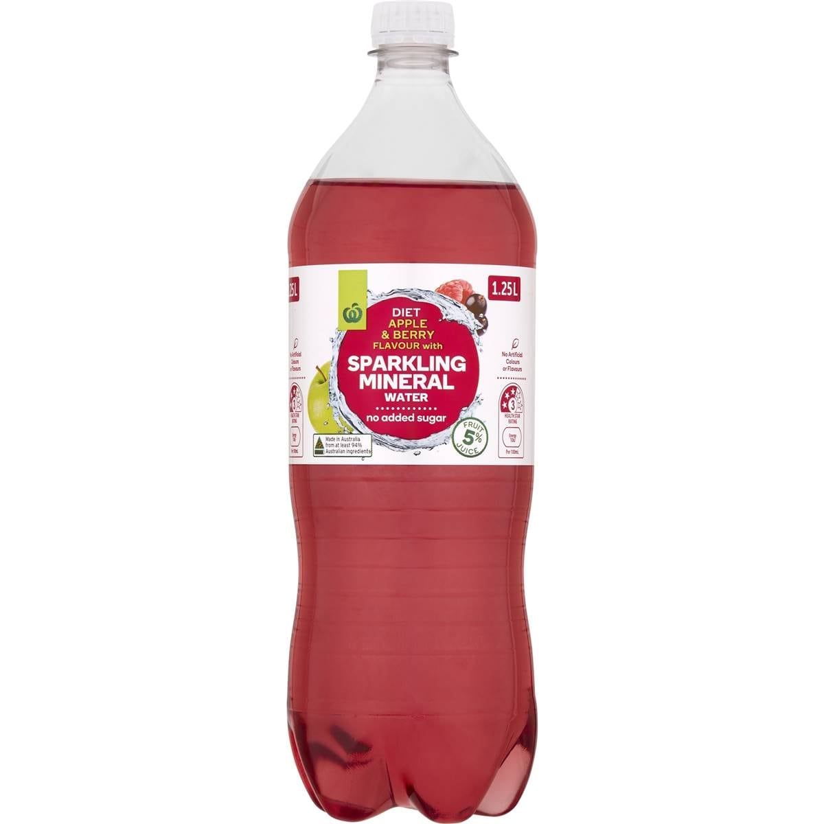 Woolworths Diet Apple & Berry Flavoured Sparkling Mineral Water 1.25l