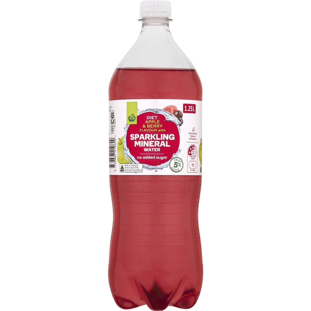 Woolworths Diet Apple & Berry Flavoured Sparkling Mineral Water 1.25l