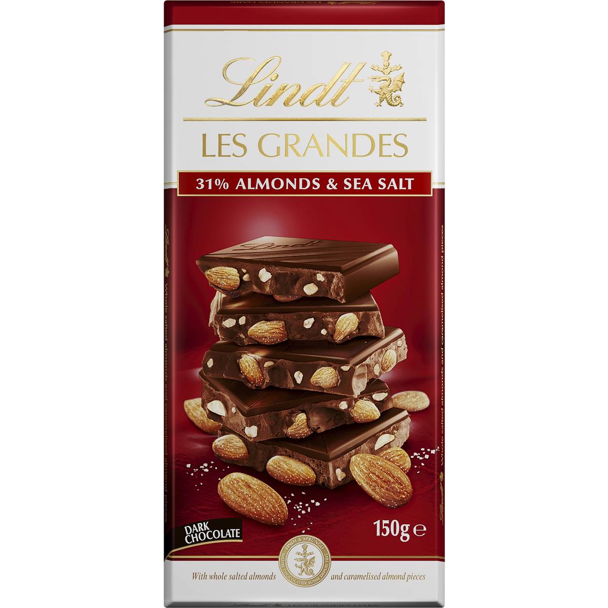 Lindt Les Grandes Dark Almond & Sea Salt 150g | Woolworths