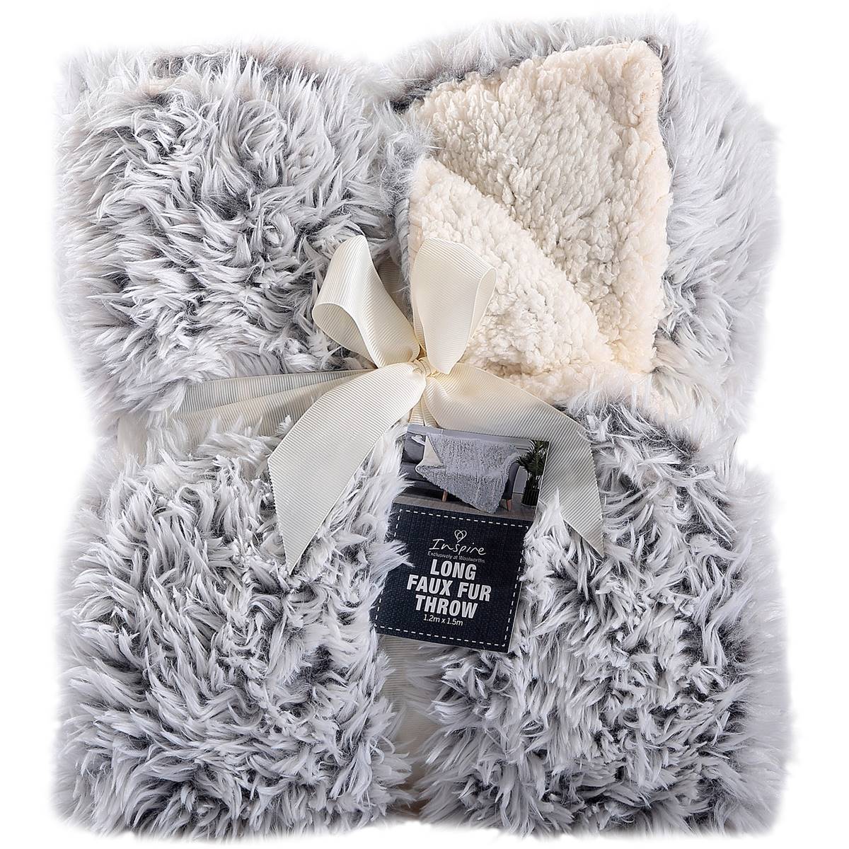 Inspire Long Faux Fur Throw Each Woolworths