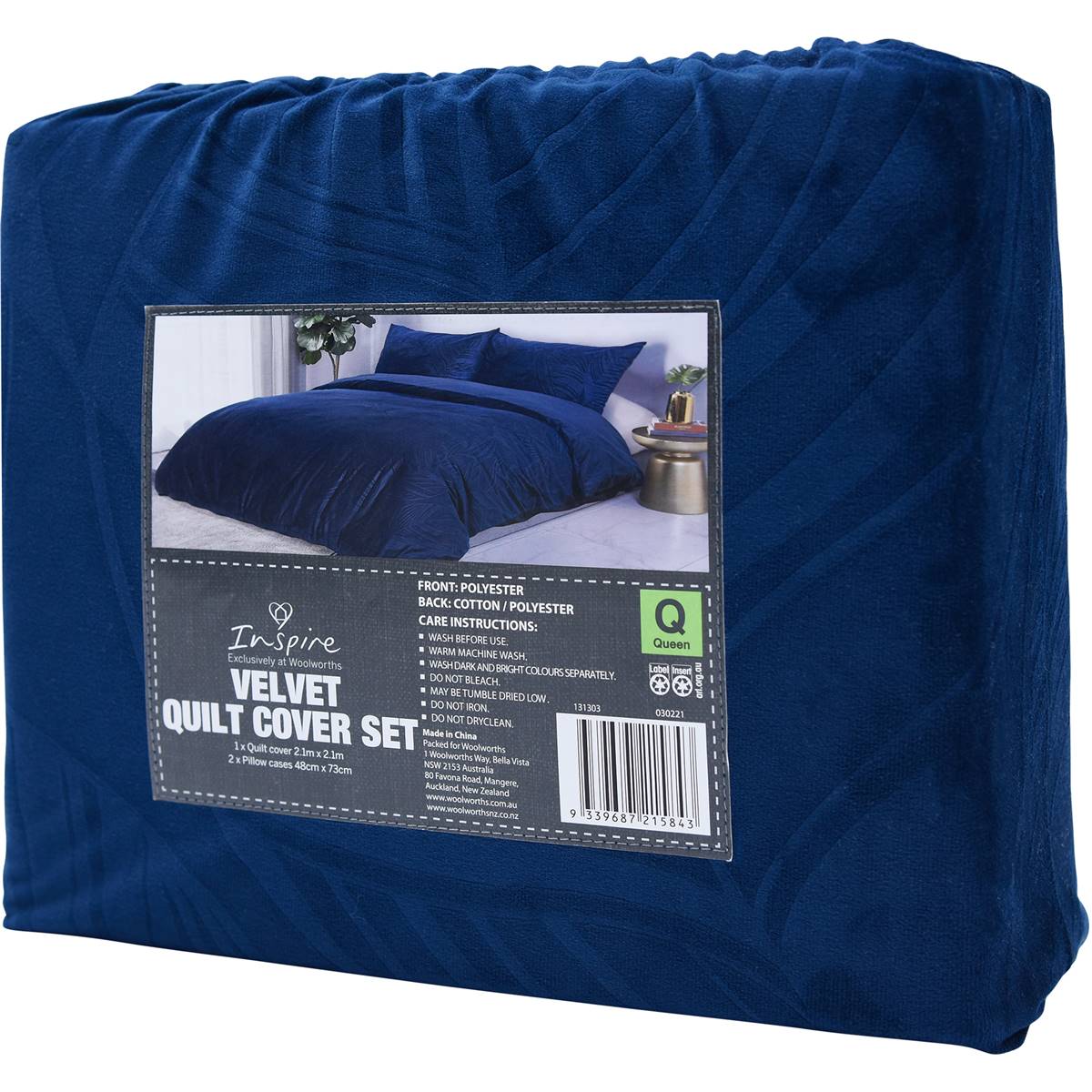 Inspire Velvet Quilt Cover Set Queen Each | Woolworths