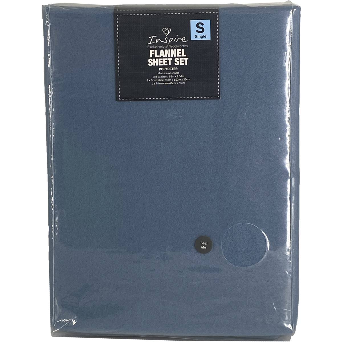 Inspire Flannel Sheet Set Polyester Single Each Woolworths