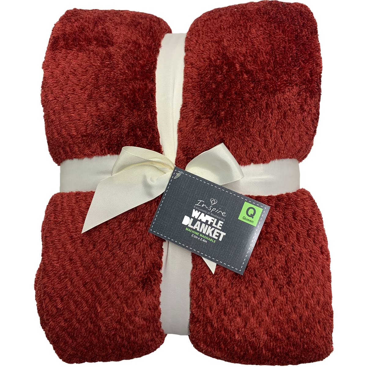 Inspire Waffle Fleece Blanket Queen Each Woolworths