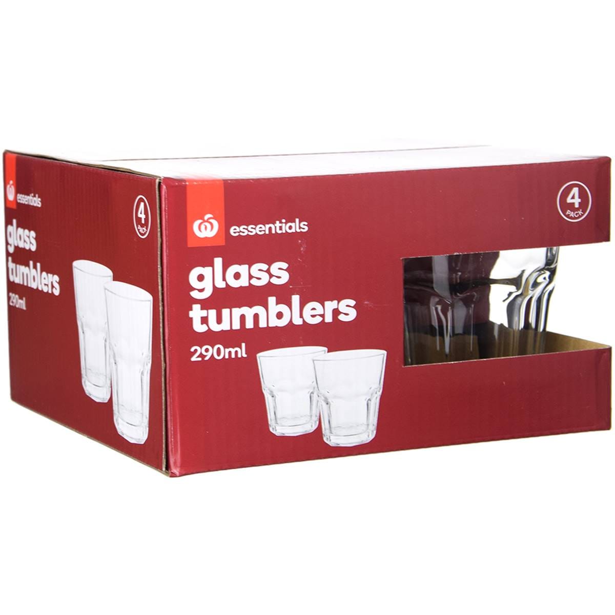 Essentials Glass Tumblers 290ml 4 Pack Woolworths