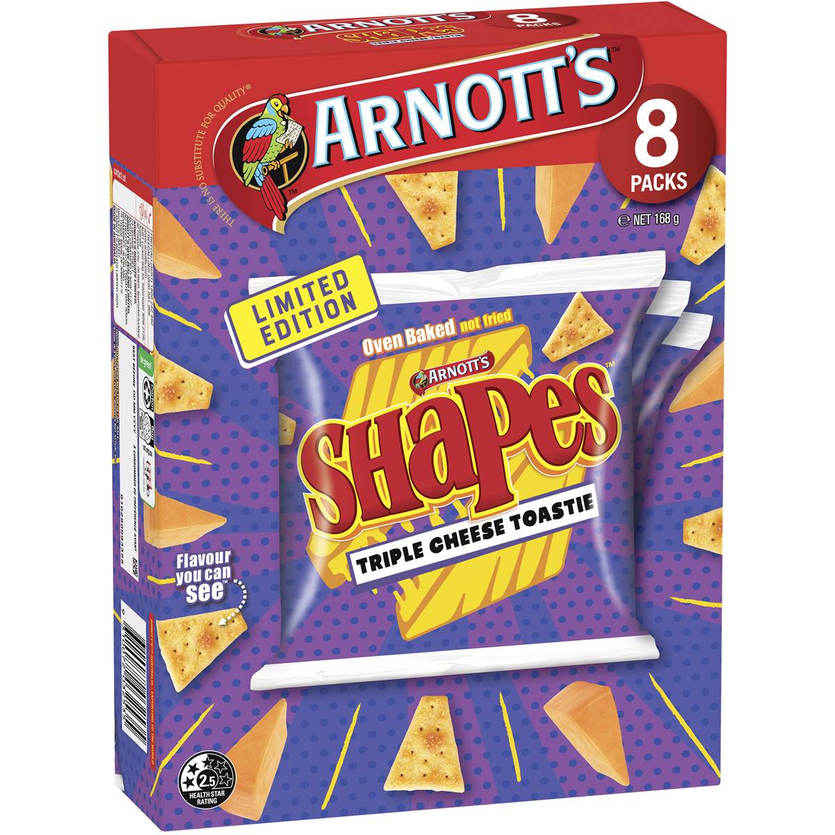 Arnott's Shapes Crackers Triple Cheese Toastie 8 Pack | Woolworths