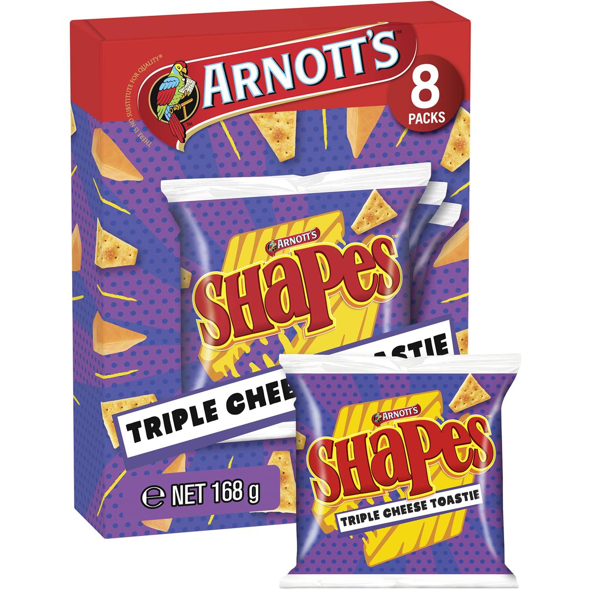 Arnott's Shapes Crackers Triple Cheese Toastie 8 Pack 