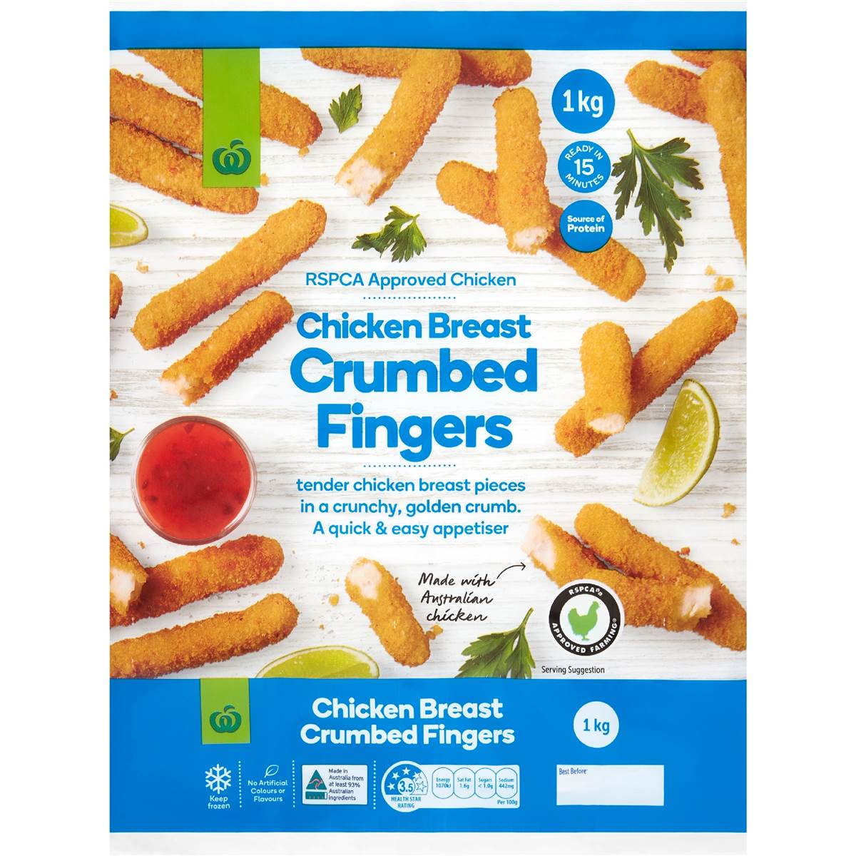 Woolworths Crumbed Chicken Breast Fingers 1kg