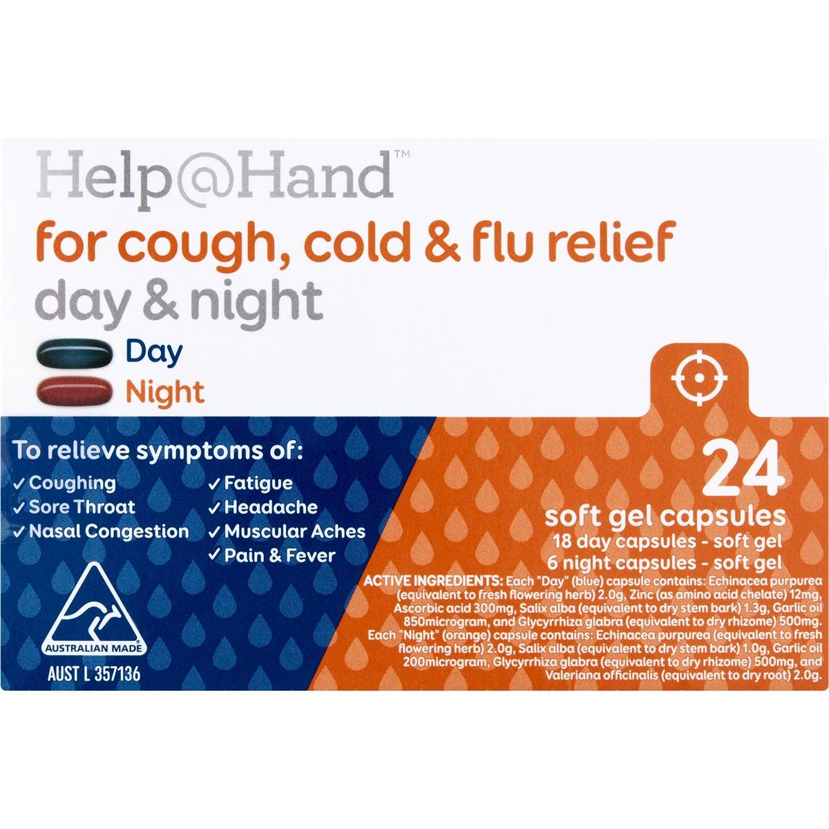 Helphand Cough, Cold & Flu Soft Gel Caps 24 Pack Woolworths