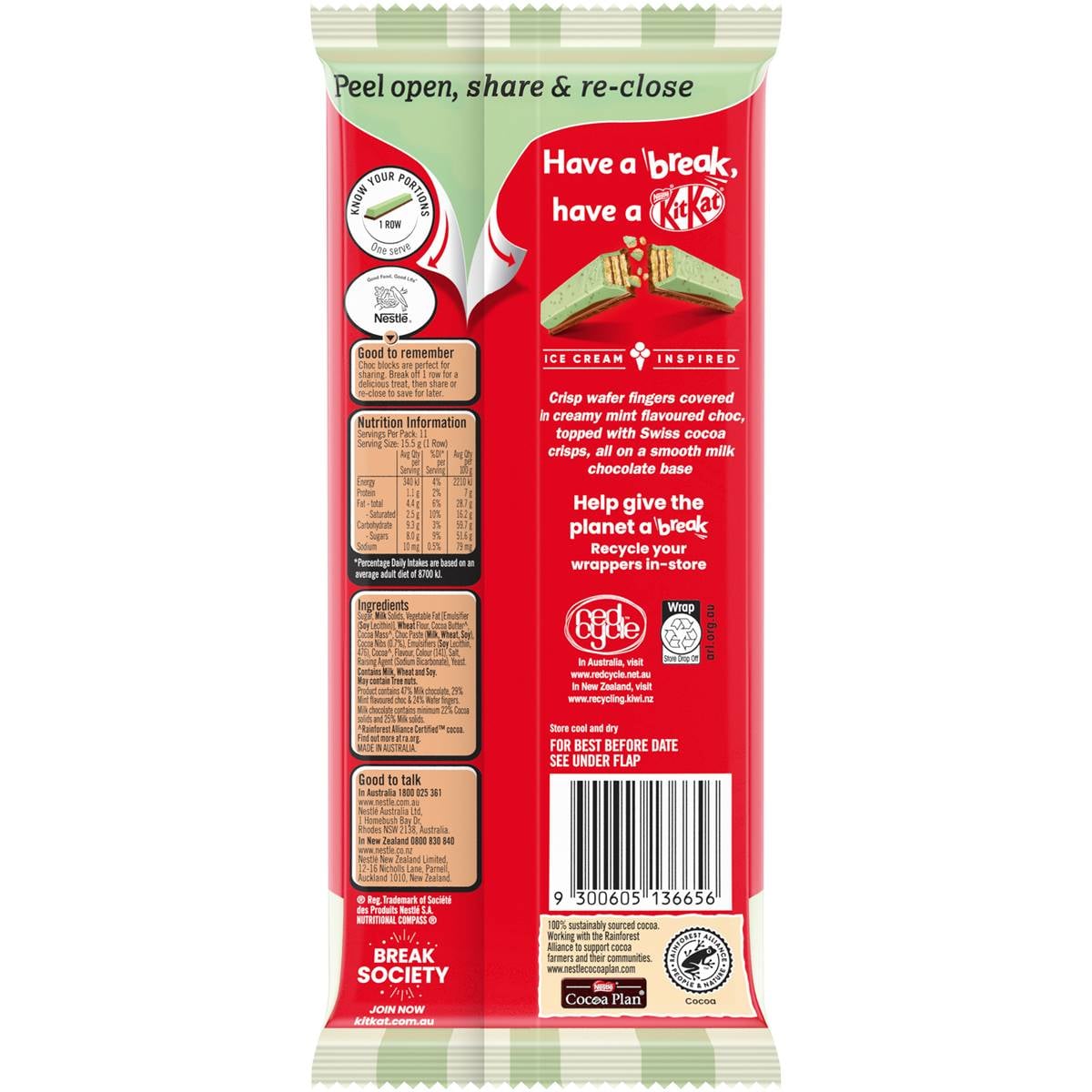 Kitkat Mint Choc Chip Bar 170g Woolworths