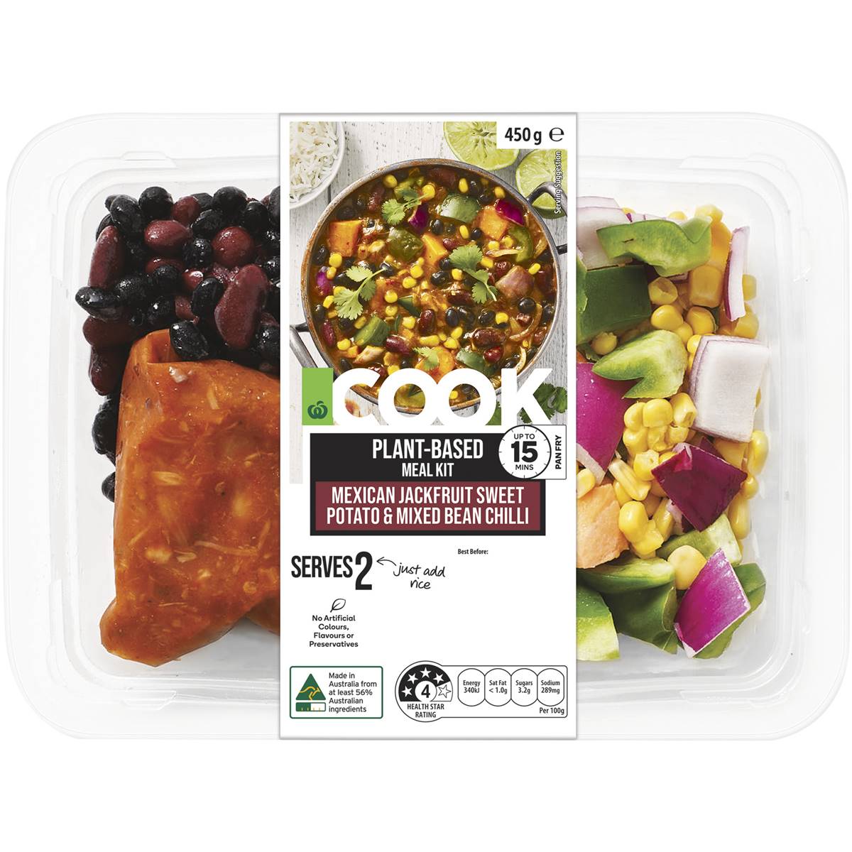Woolworths Cook Mexican Jackfruit Sweet Potato & Bean Chilli Meal Kit
