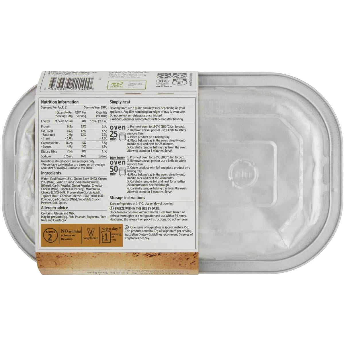 Woolworths Cauliflower & Leek Bake Bake 380g Woolworths