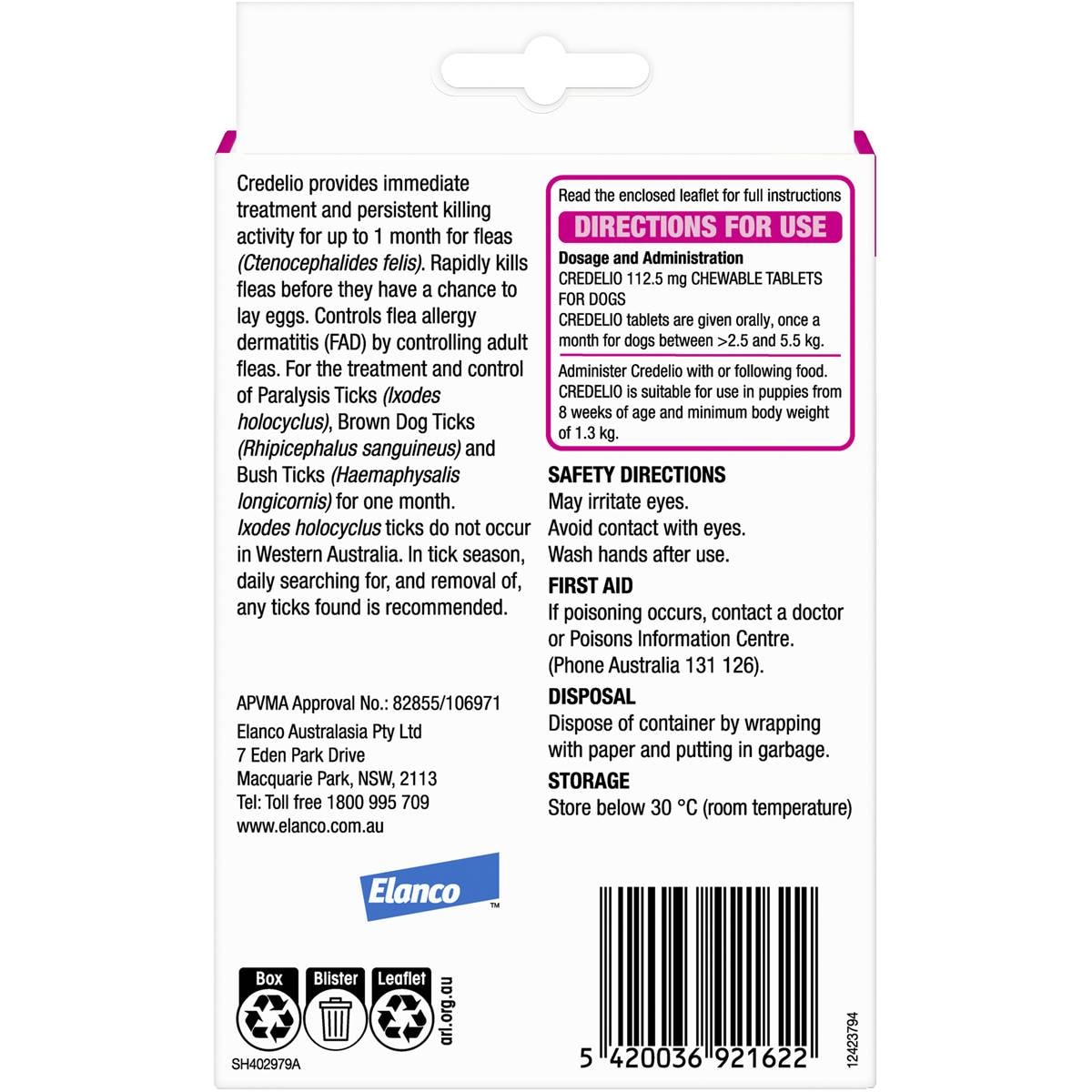 Credelio Flea & Tick Treatment Chewable Tablet For Small Dog Each