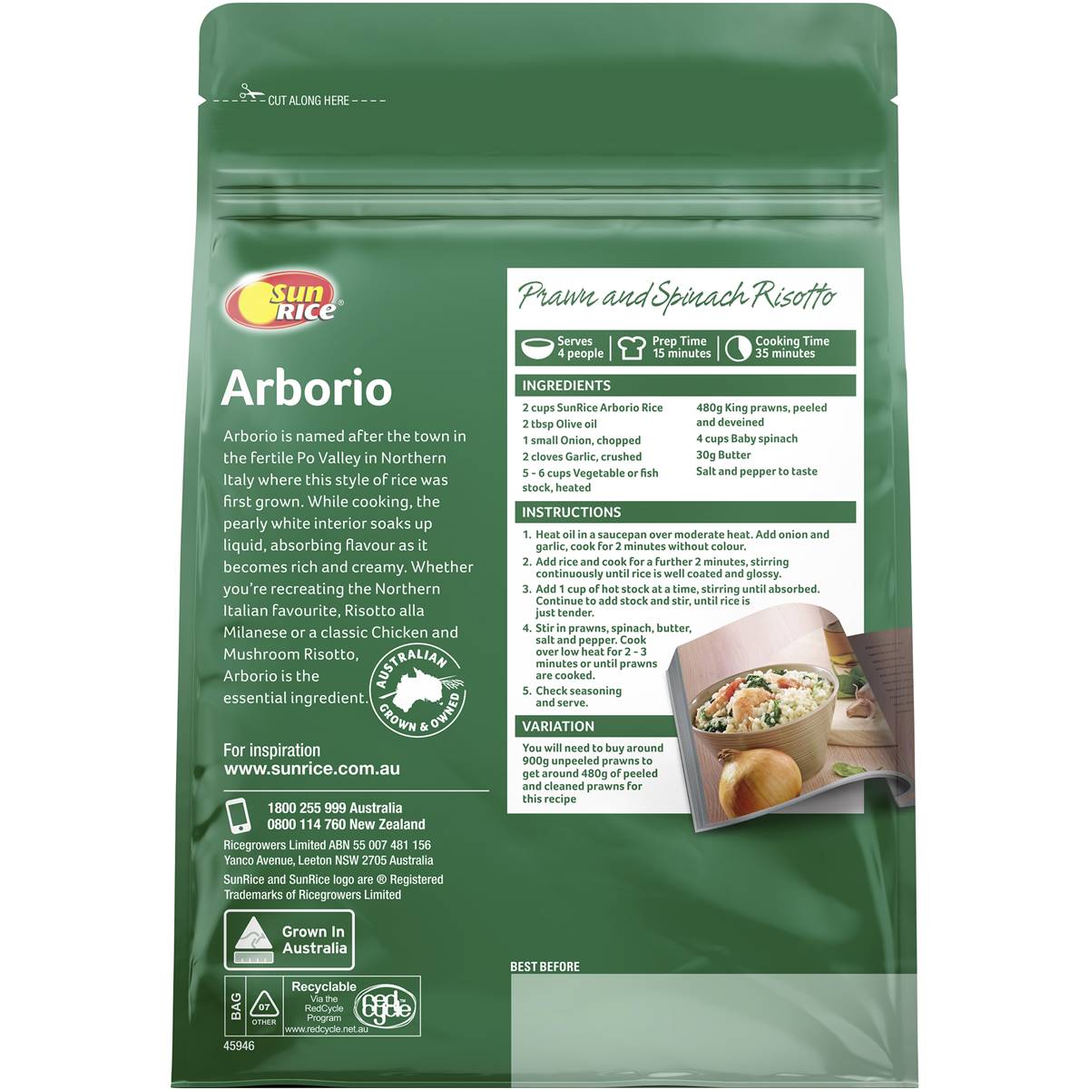 Sunrice Arborio Risotto Rice Mediterranean Medium Grain 750g Woolworths