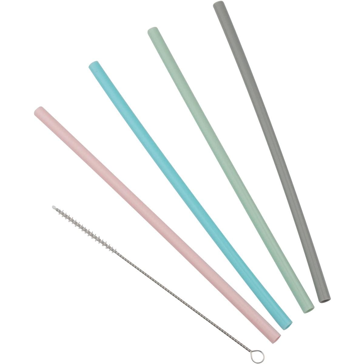 Mint Silicone Straws With Cleaning Brush 5 Pack Woolworths