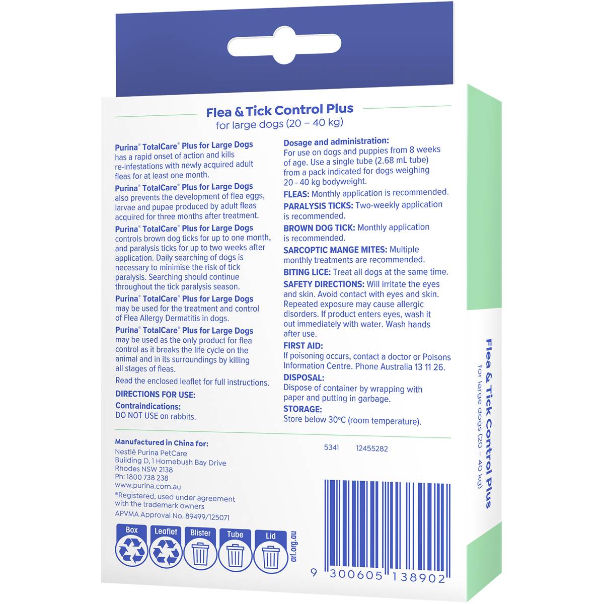 Total Care Flea & Tick Control Plus For Large Dogs Each | Woolworths